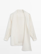 Silk blend blouse with tie detail - LIMITED