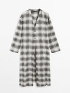 Long check tunic dress