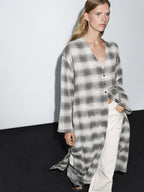 Long check tunic dress