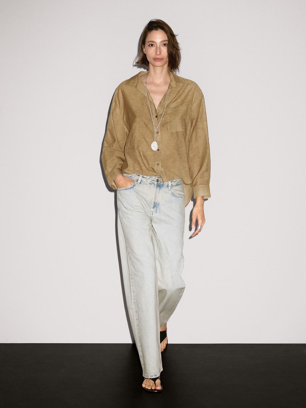 Striped cotton blend shirt