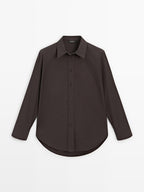 Long 100% cotton poplin shirt