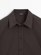 Long 100% cotton poplin shirt