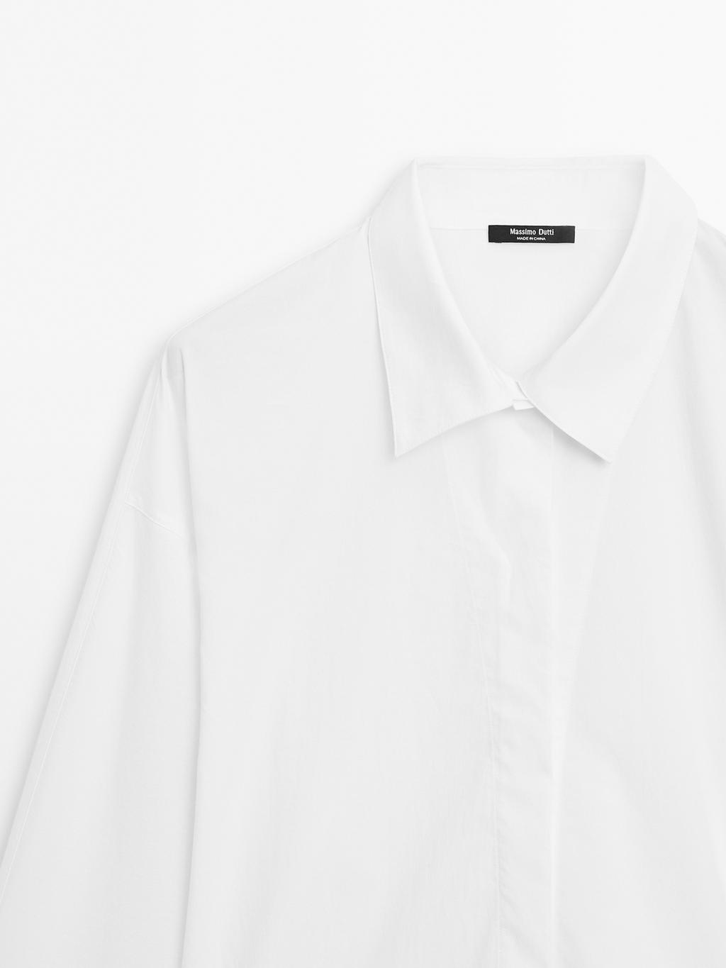 Loose-fitting 100% cotton poplin shirt