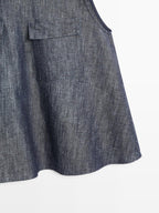 Cotton and linen denim blouse with pockets