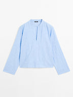 Linen blend blouse with seam details