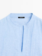 Linen blend blouse with seam details