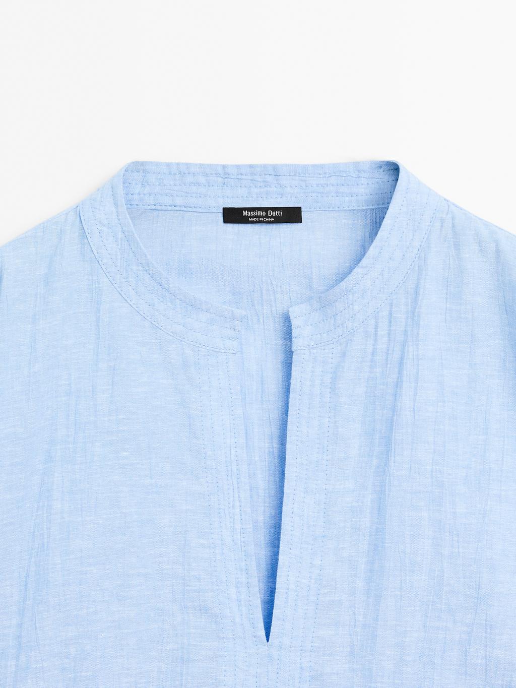 Linen blend blouse with seam details