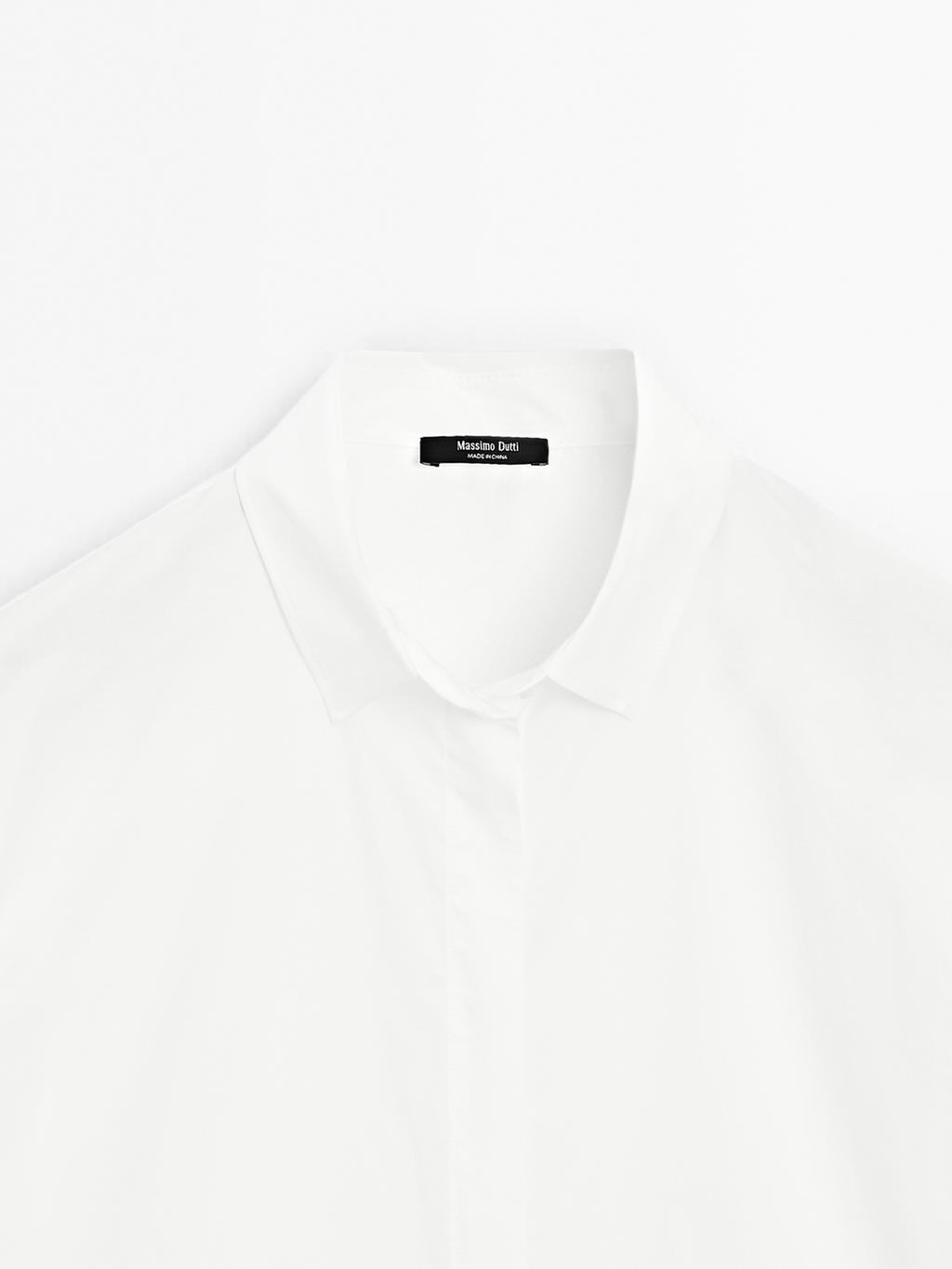 Poplin shirt with hidden buttons