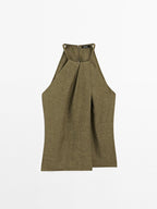 100% linen crossover halter top
