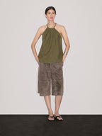 100% linen crossover halter top