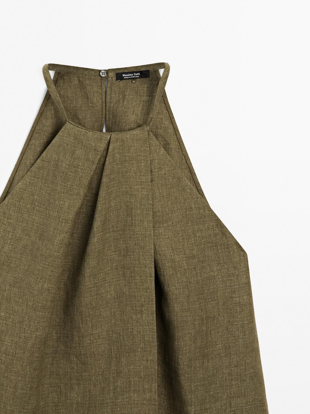 100% linen crossover halter top