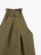 100% linen crossover halter top