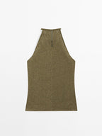100% linen crossover halter top