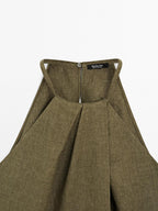 100% linen crossover halter top