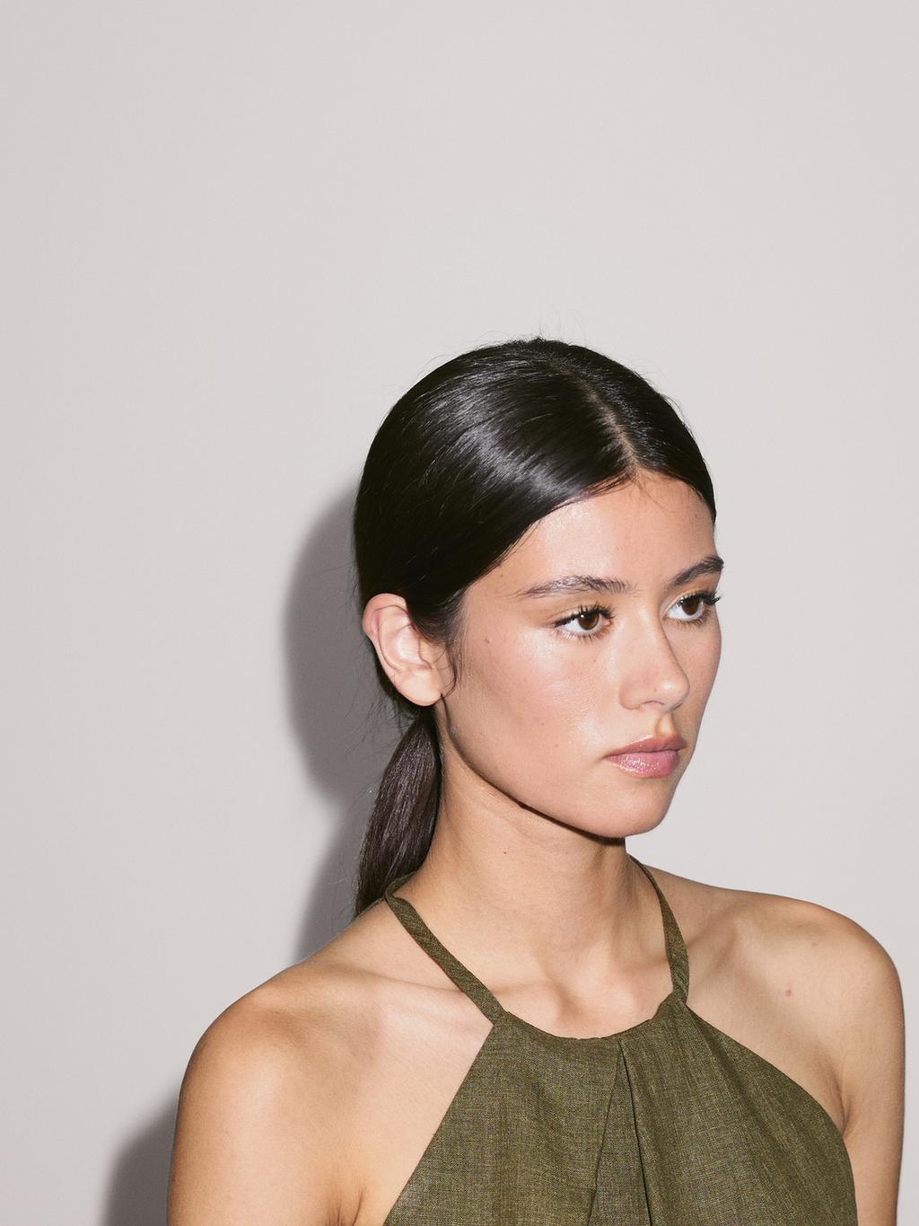 100% linen crossover halter top