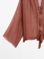 Semi-sheer shirt with tie detail