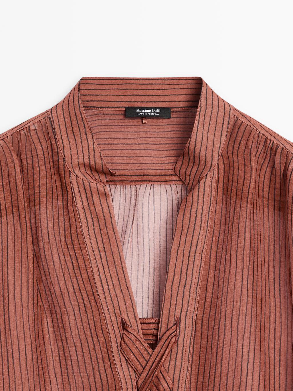 Semi-sheer shirt with tie detail