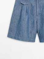 Cotton and linen Bermuda shorts with pocket detail