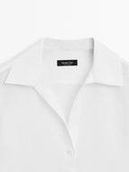 100% linen open collar shirt