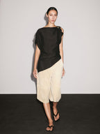 Linen blend blouse with brooch detail