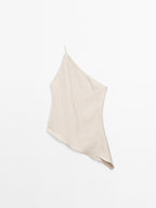 Lightweight asymmetric linen blend top