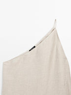 Lightweight asymmetric linen blend top