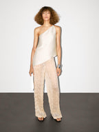 Lightweight asymmetric linen blend top