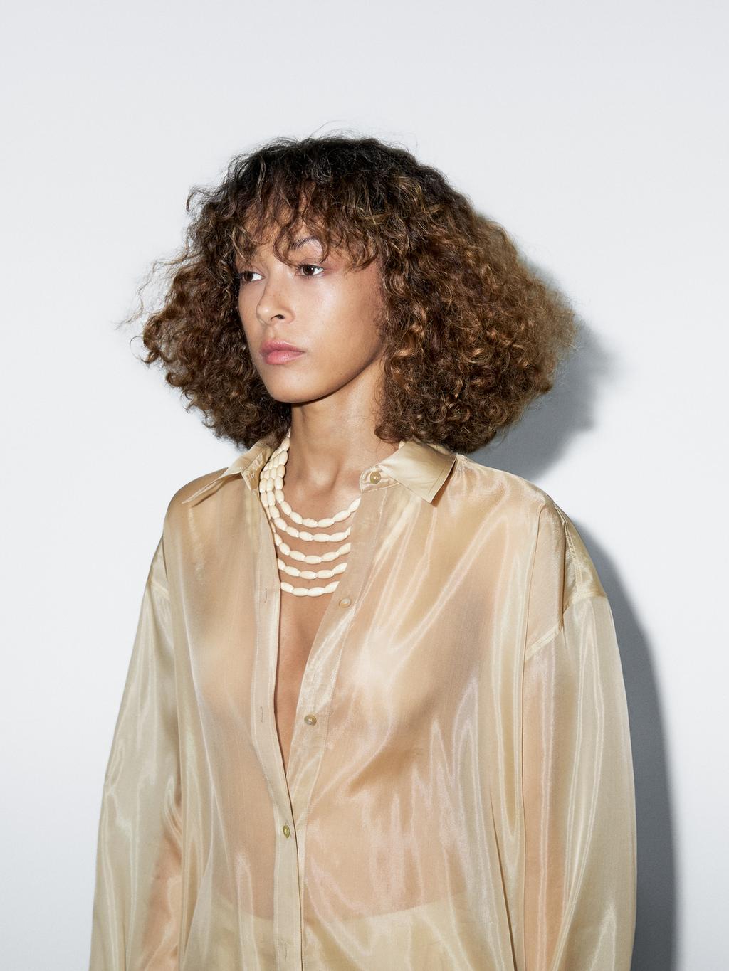 Mulberry silk blend organza shirt