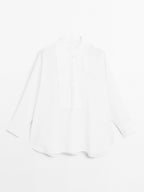 Linen blend shirt with thin pintucks