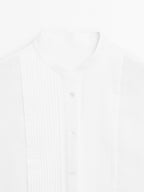 Linen blend shirt with thin pintucks