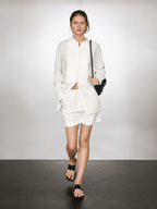 Linen blend shirt with thin pintucks