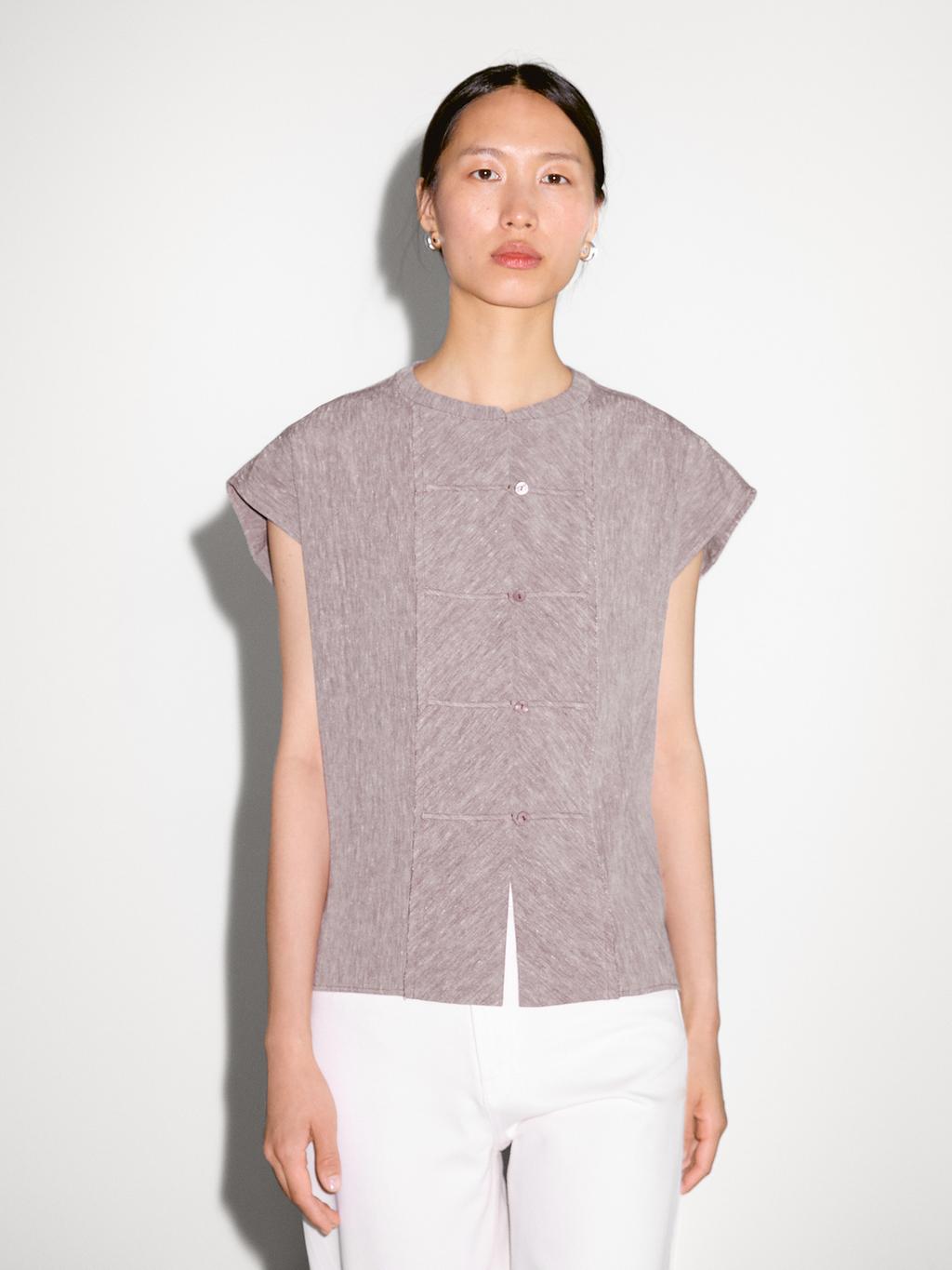 Flowing blouse with bib detail