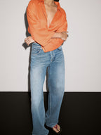 Oversize ramie blend shirt