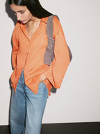 Oversize ramie blend shirt