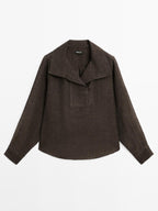 100% linen blouse with chest detail