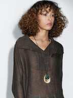 100% linen blouse with chest detail