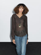 100% linen blouse with chest detail