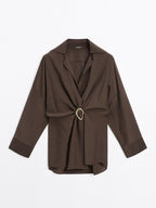 Long shirt with brooch detail