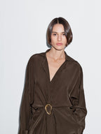 Long shirt with brooch detail