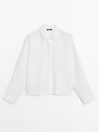 100% linen shirt with embroidered detail