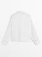 100% linen shirt with embroidered detail