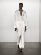 100% linen shirt with embroidered detail