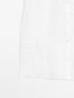 Linen blend crochet detail blouse