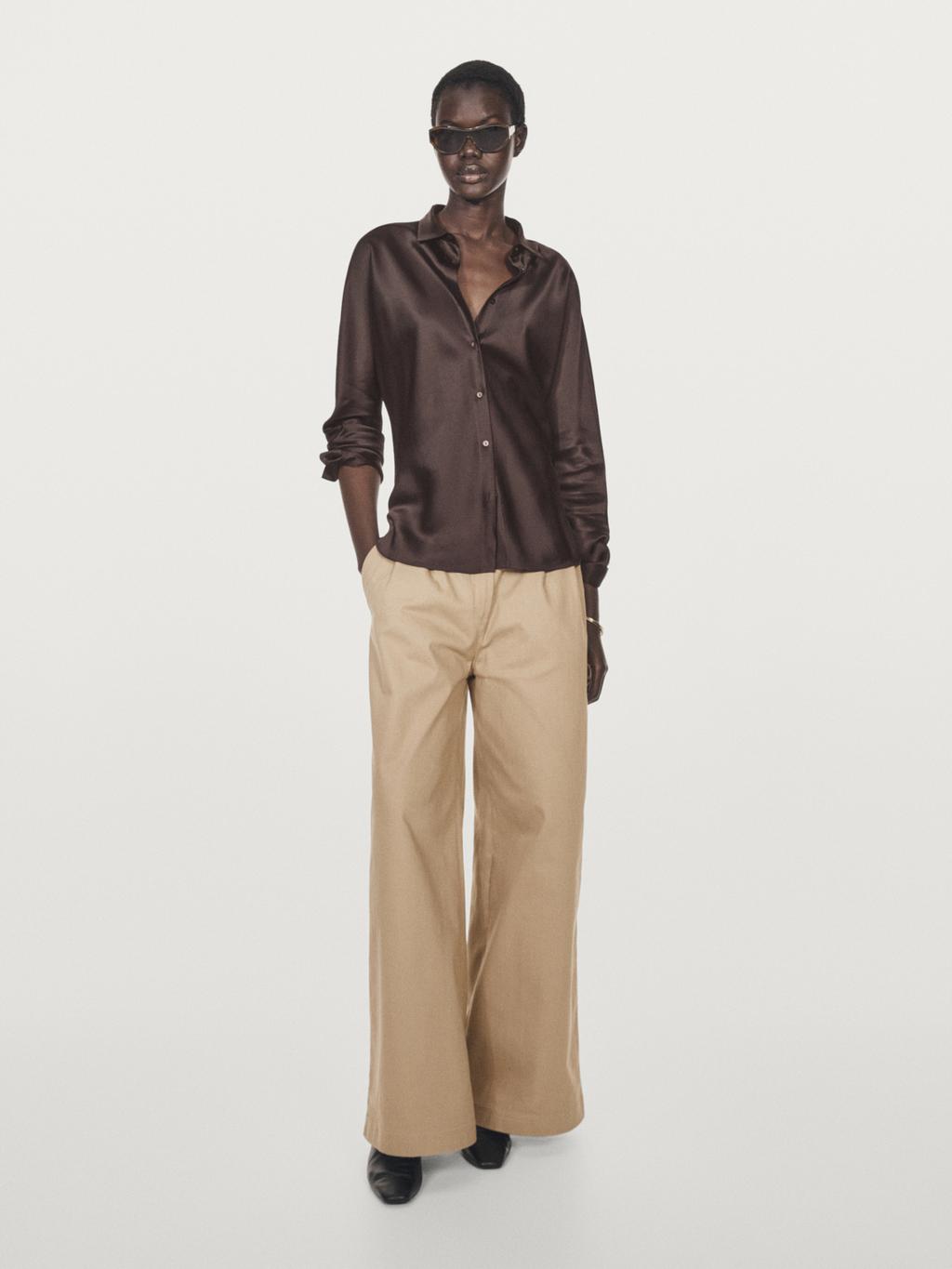 Satin shirt with batwing sleeves