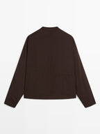 Stand collar shirt with front seam