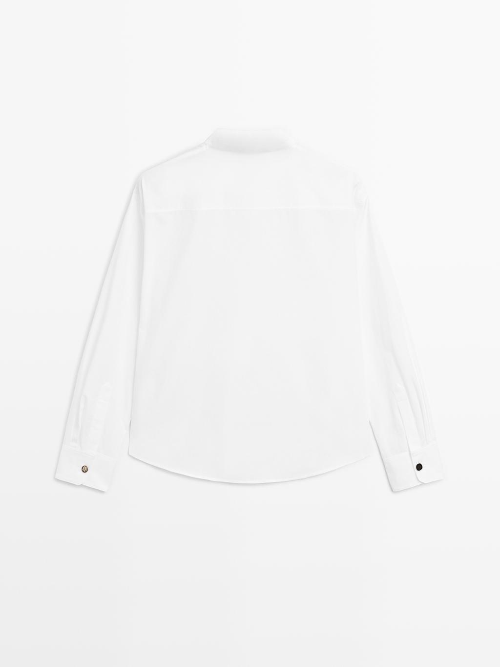 Stand collar shirt with gold buttons