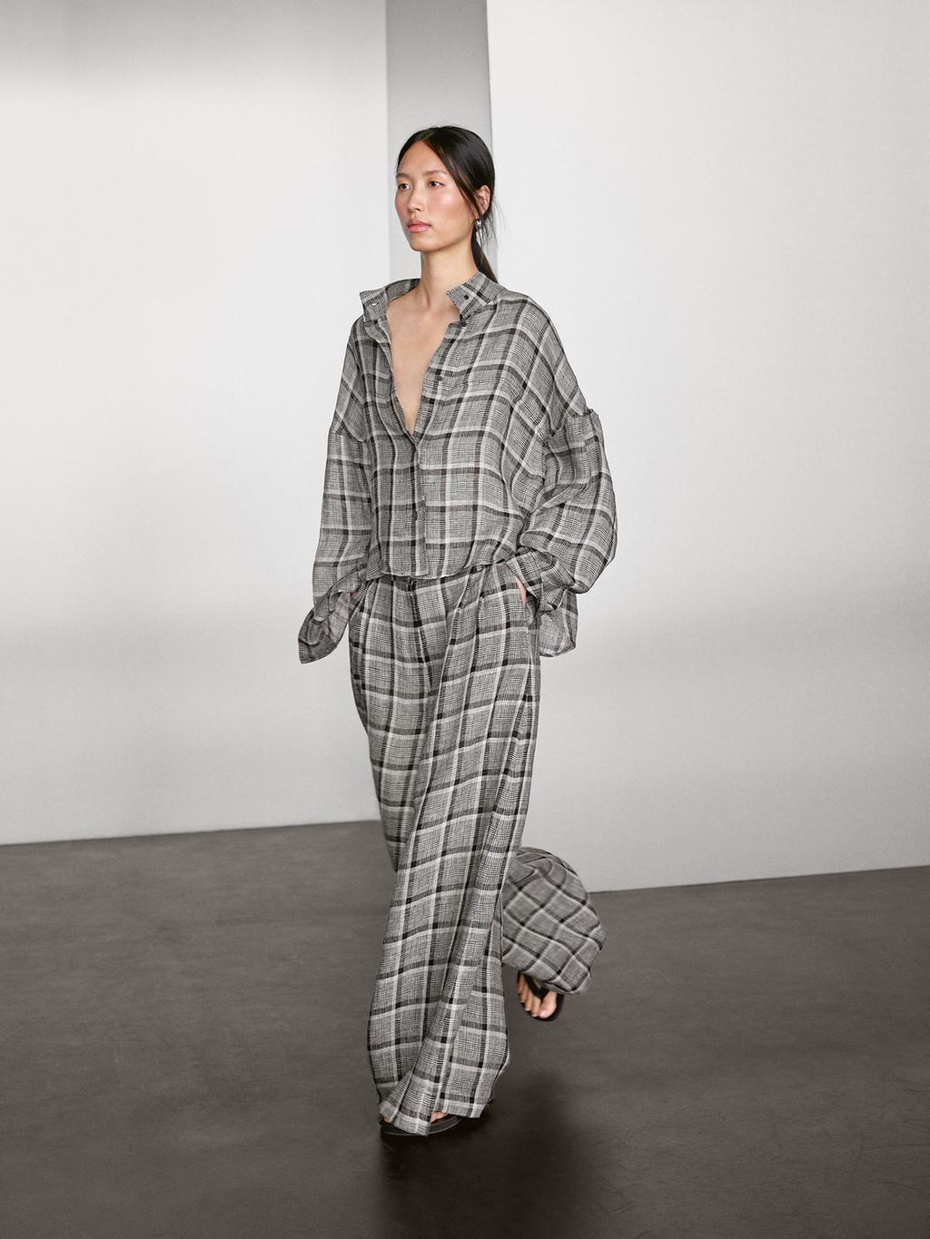 100% linen check shirt