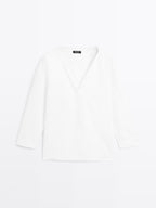 100% cotton surplice blouse