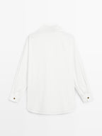 Poplin shirt with golden buttons