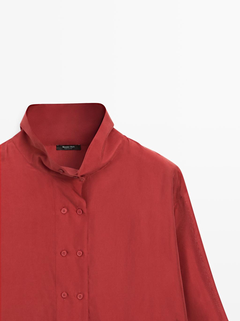 100% silk shirt with button details